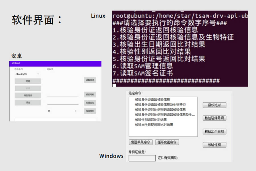 東信微型SAM身份證安全模塊軟件界面