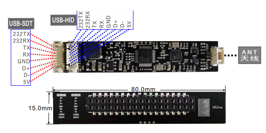 博雅英杰N53內(nèi)置身份證閱讀器模組線序圖 博雅英杰N53內(nèi)置身份證閱讀器模組線序圖